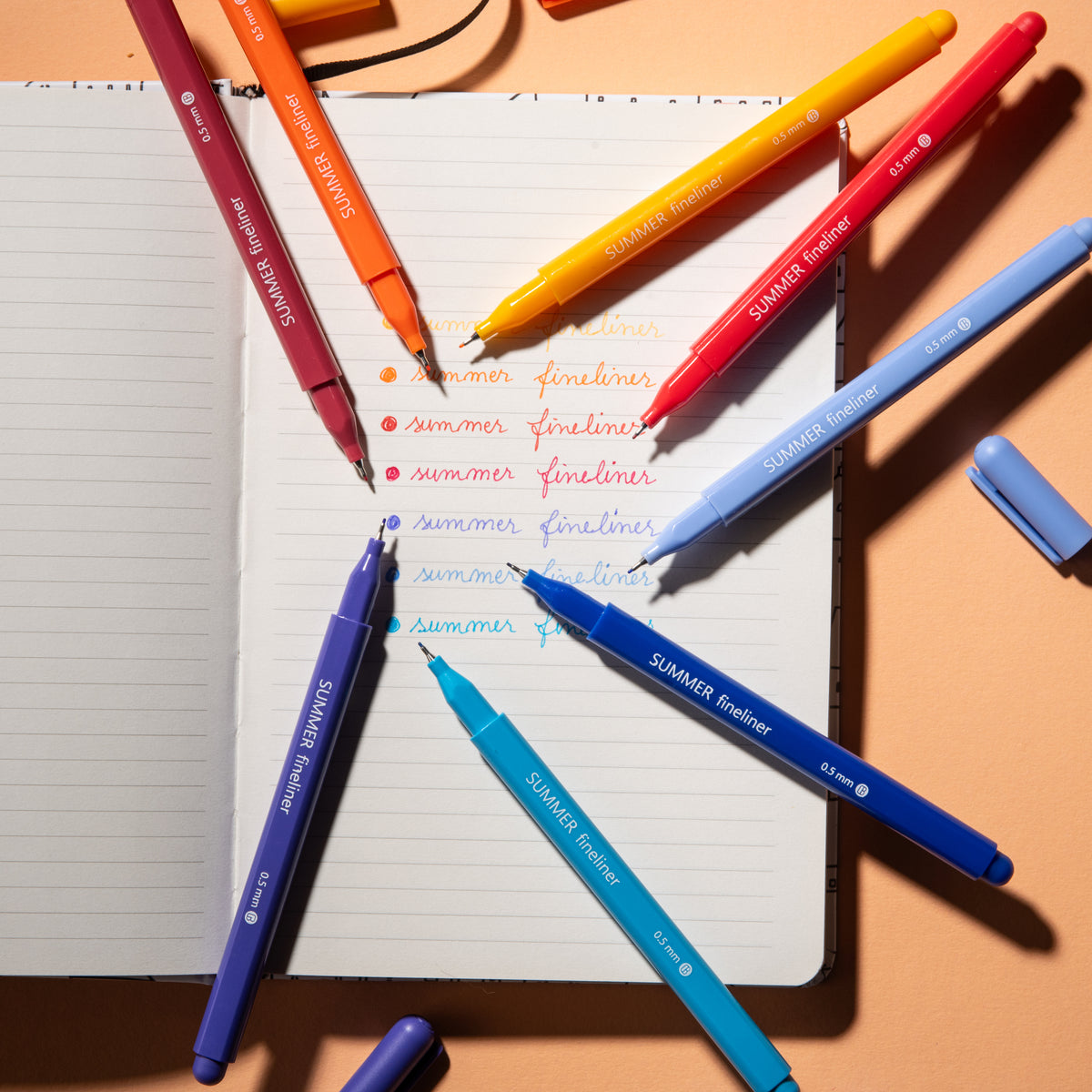 Fine Tip Pens, No Bleed (8 Pack) - Summer