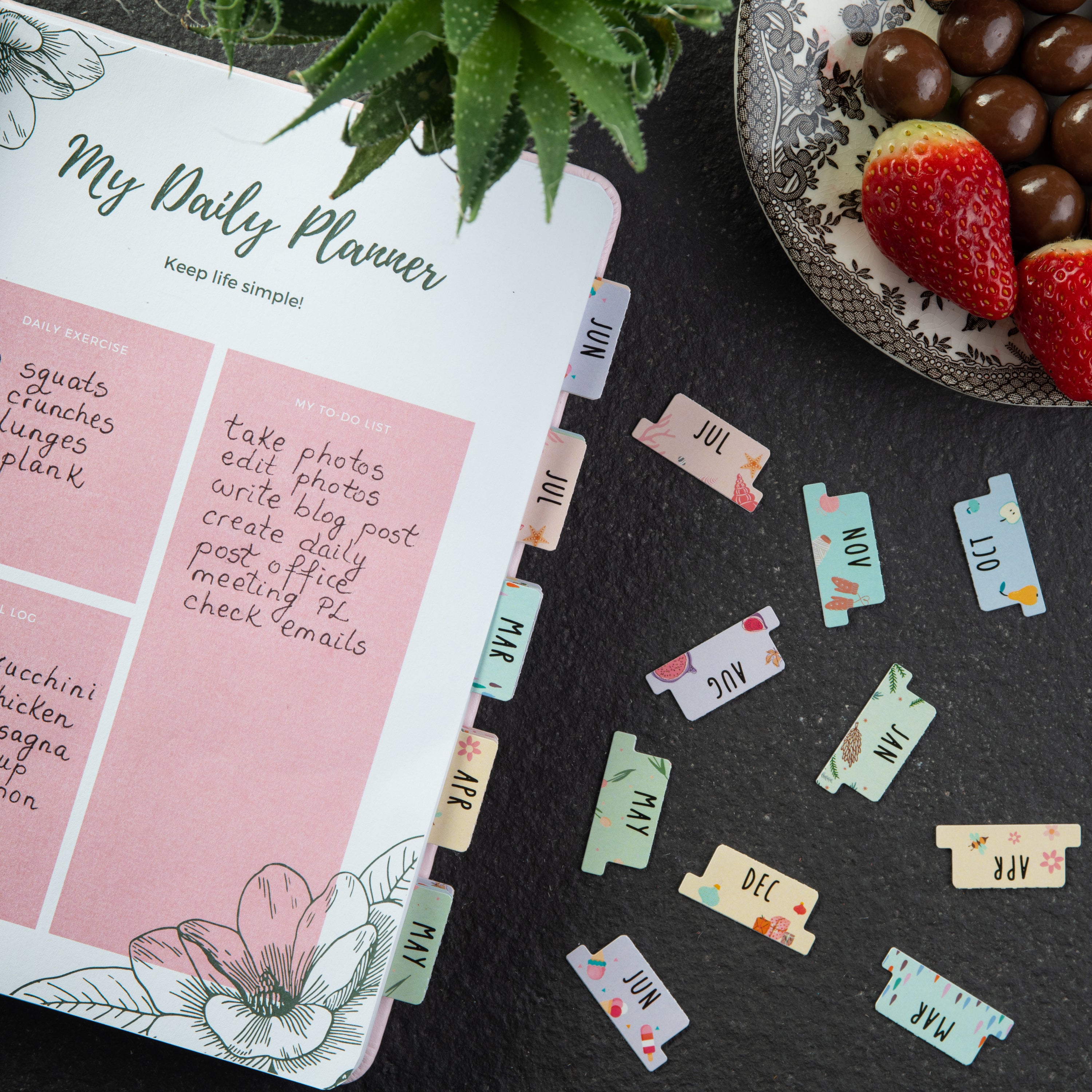 Assorted month tabs for notebooks