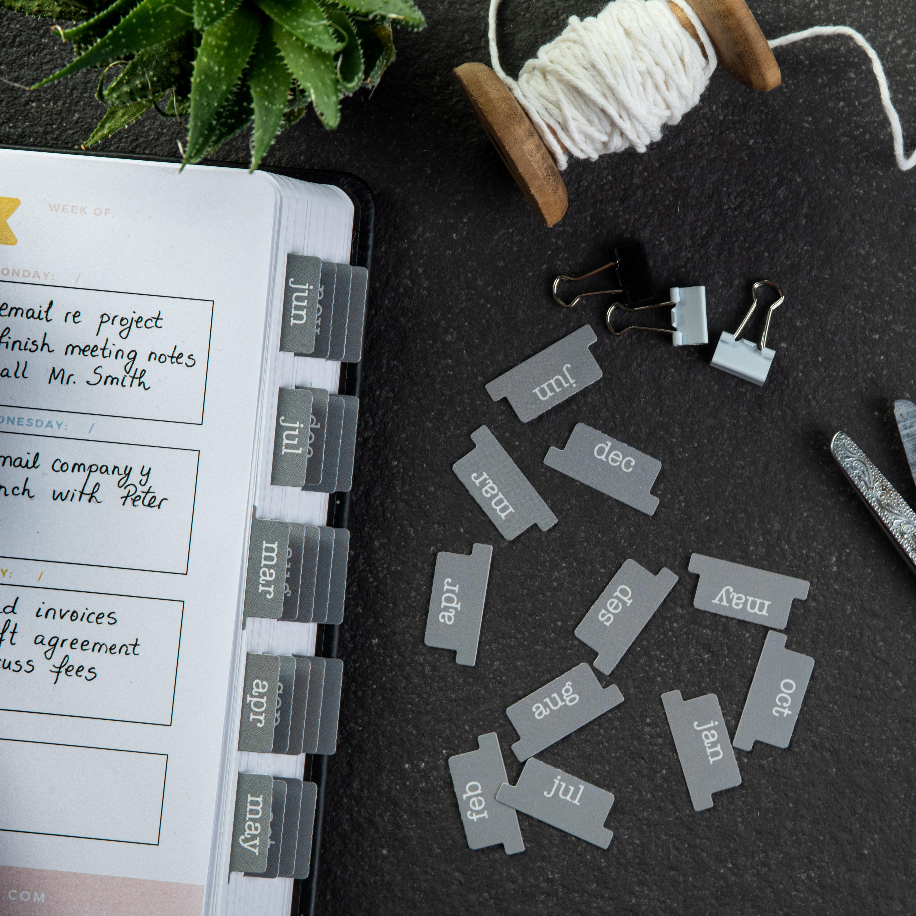 Month tabs for planners