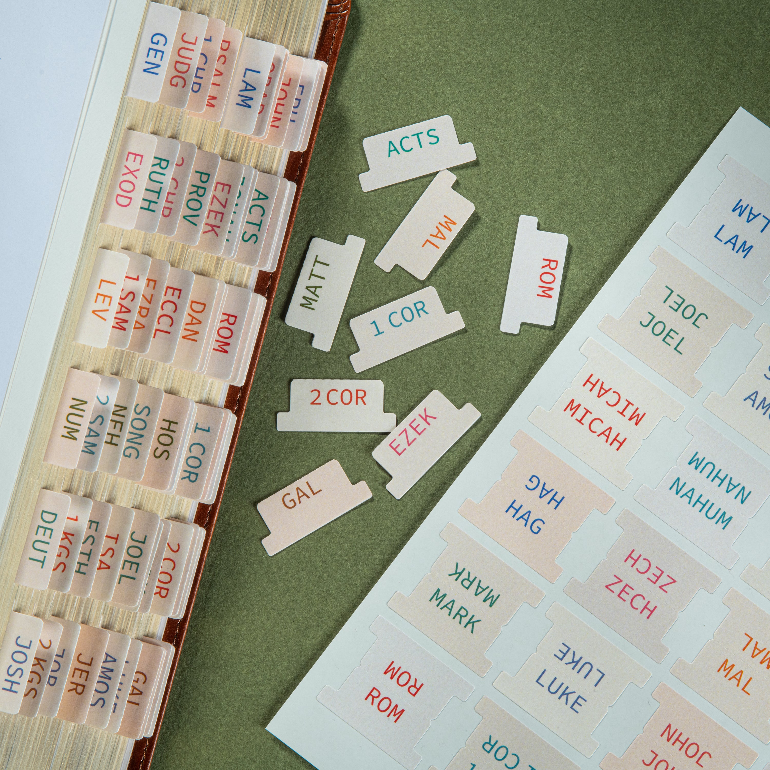 Colorful bible tabs