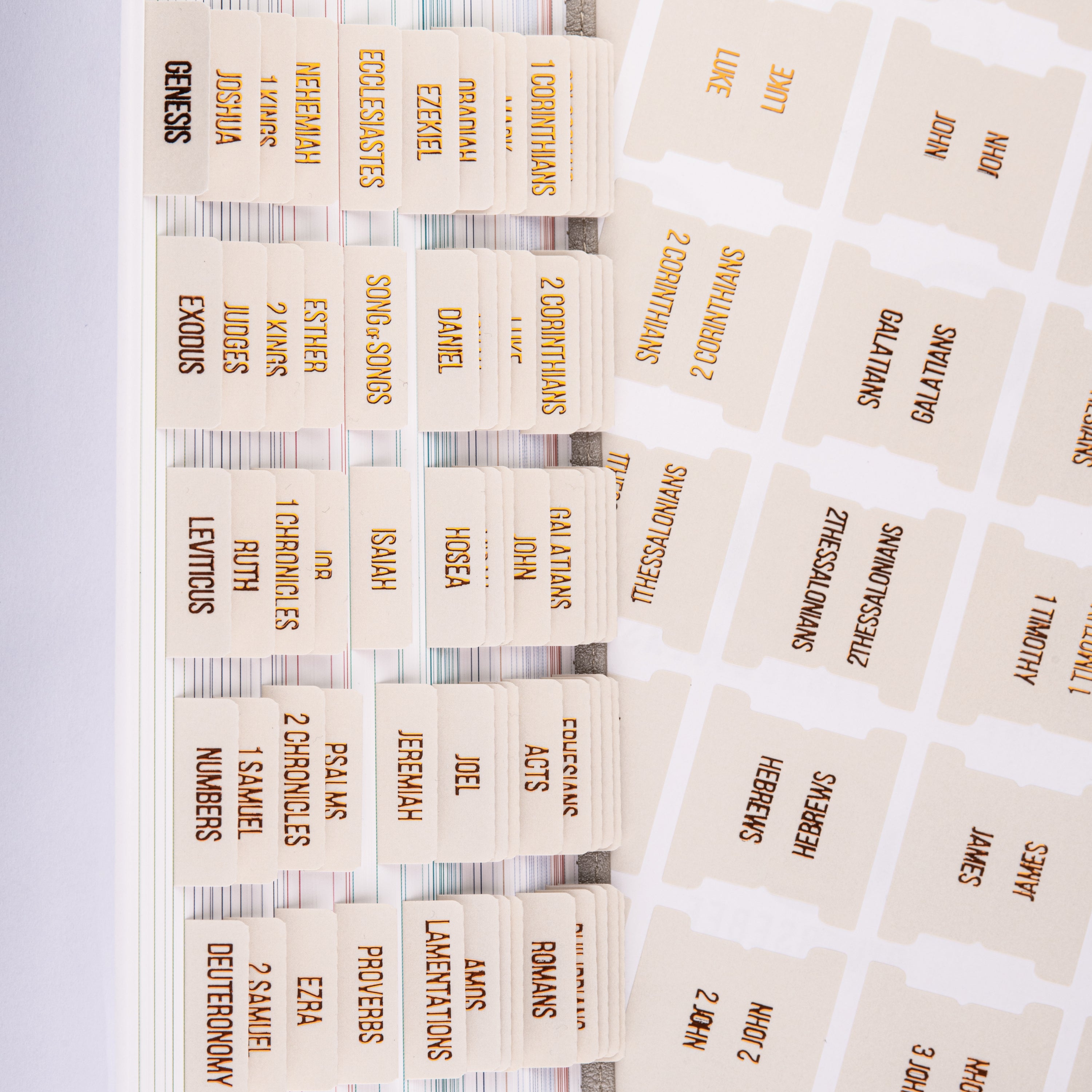Bible Tabs - Alabaster Theme (Copper Embossed Lettering)