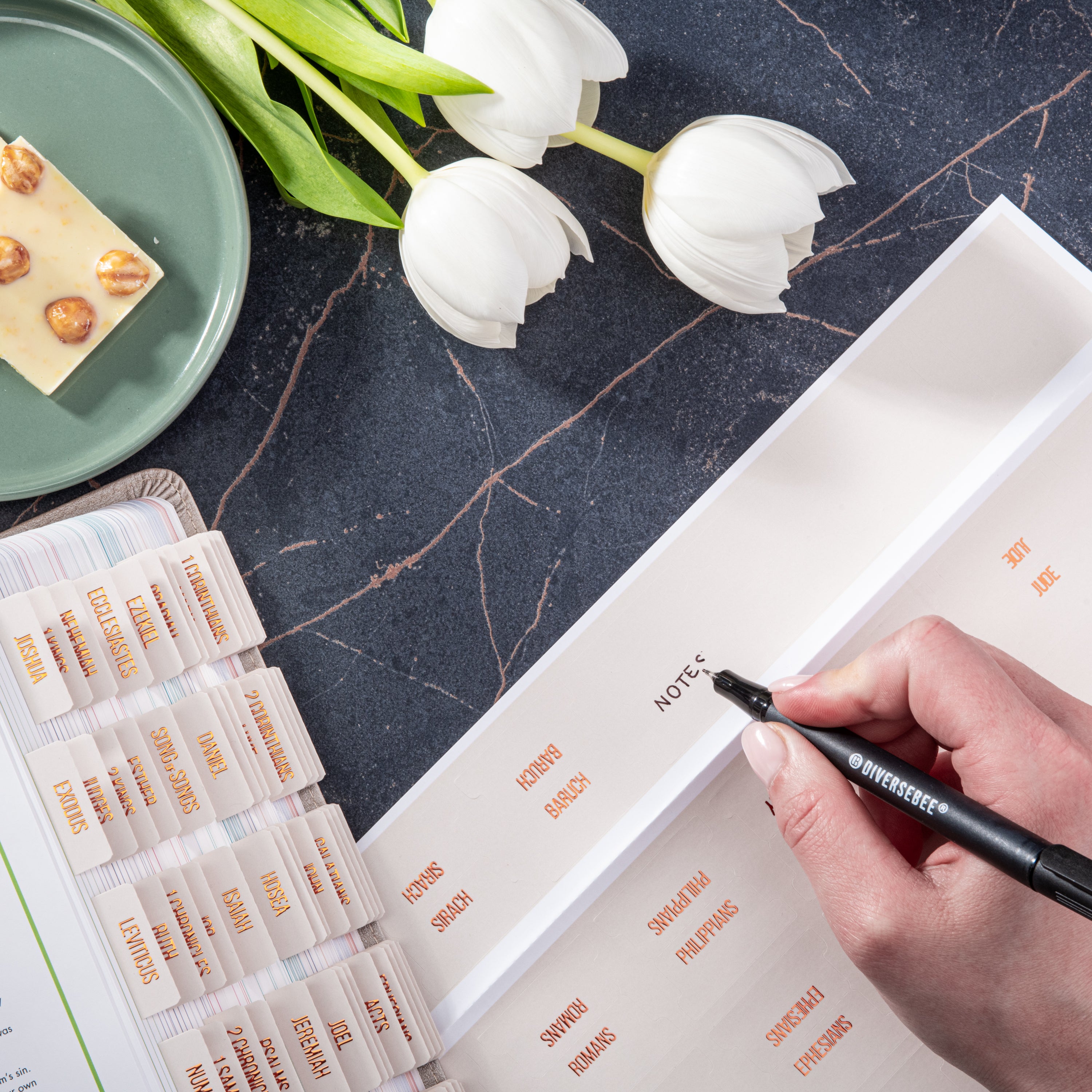 Bible Tabs - Alabaster Theme (Copper Embossed Lettering)
