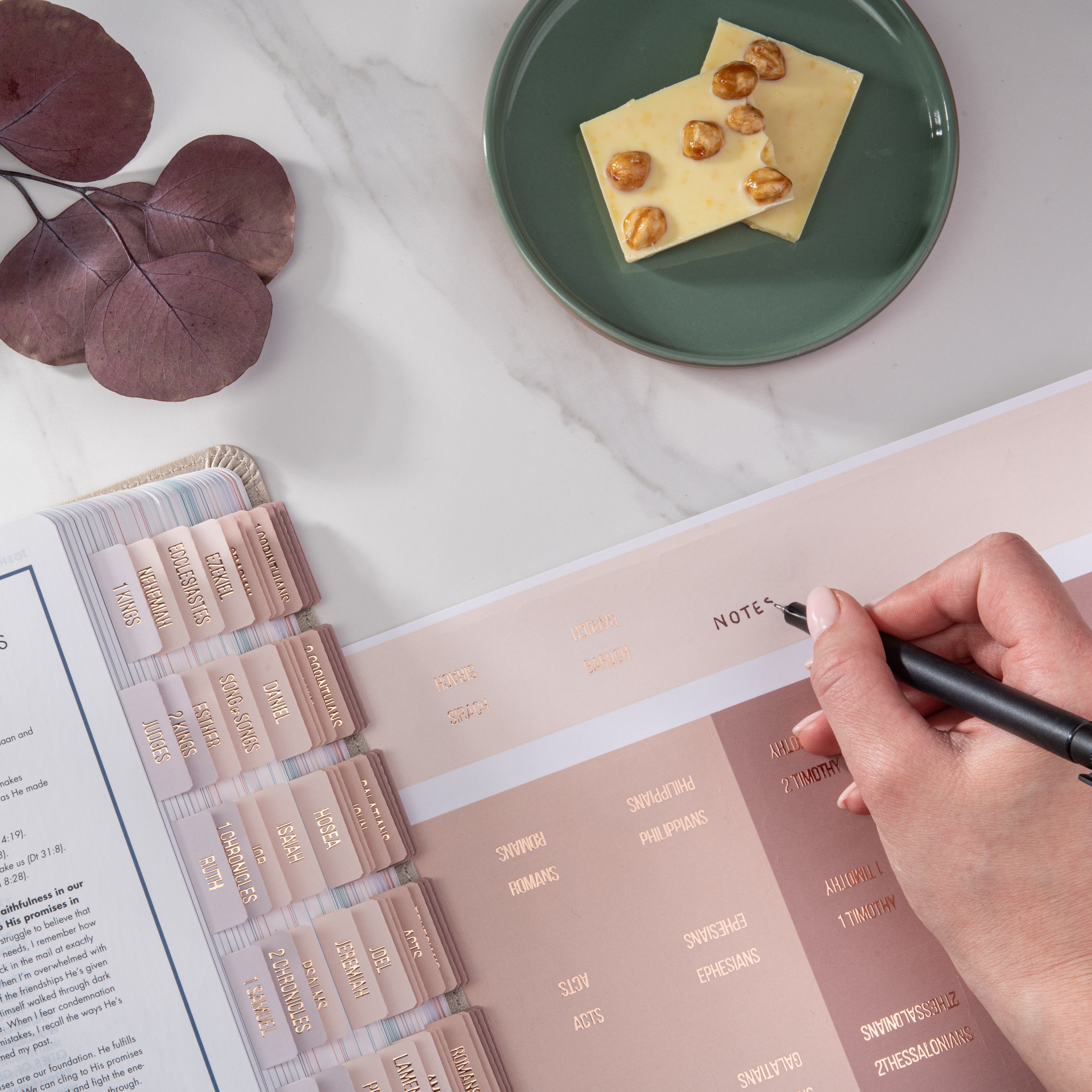 Bible Tabs - Pearl Theme (Rose Gold Embossed Lettering)