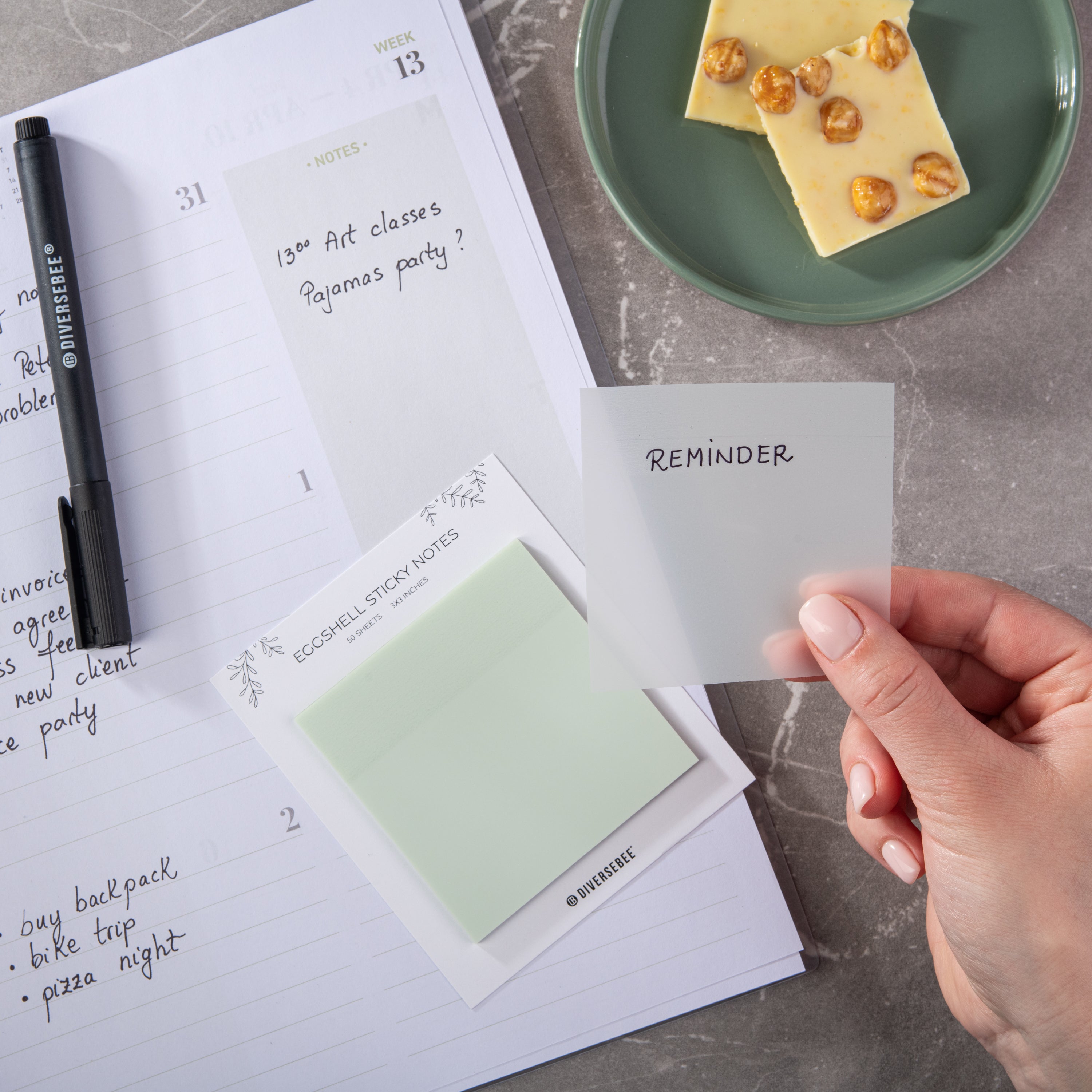 Pastel Transparent Sticky Notes - Eggshell