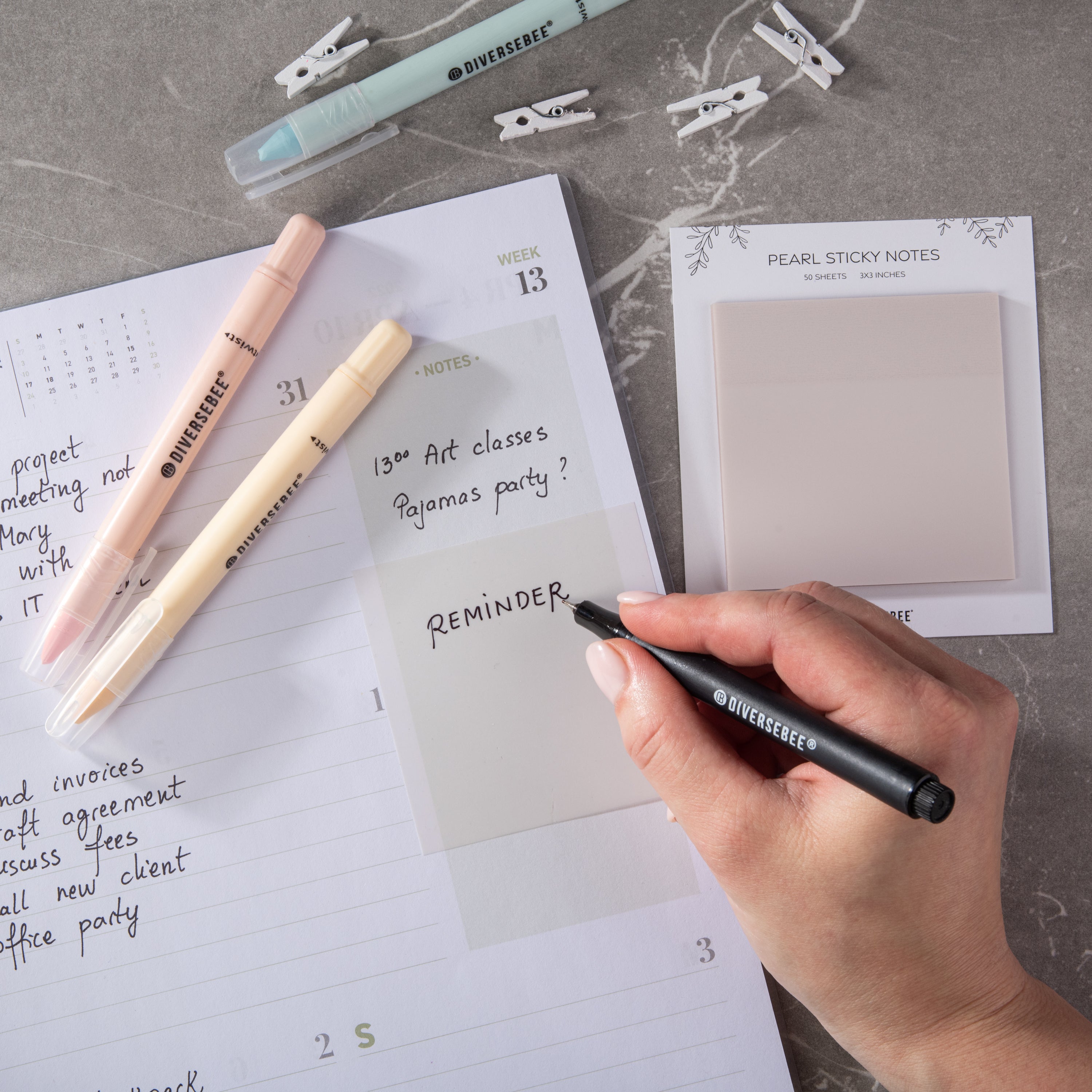 Pastel Transparent Sticky Notes - Pearl