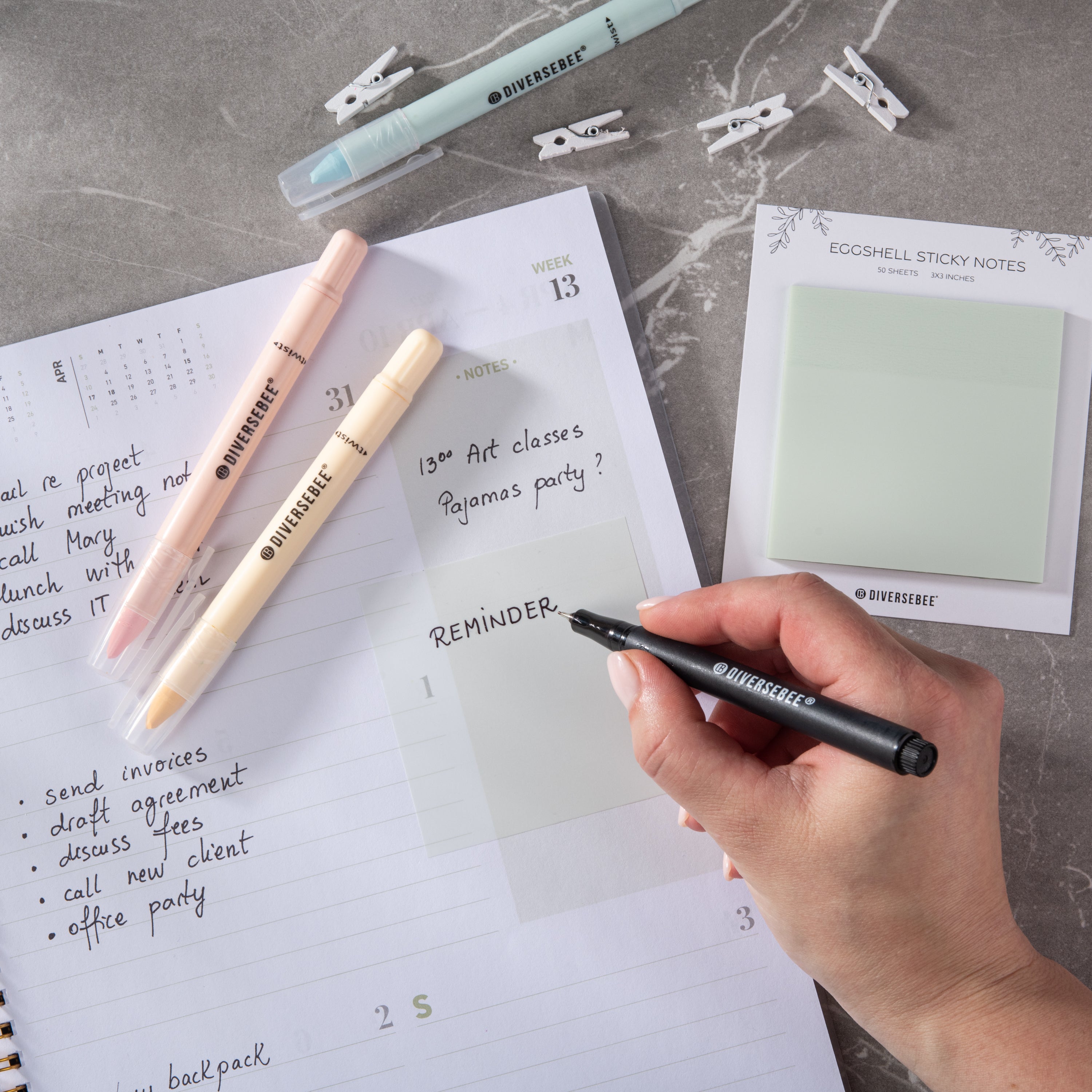 Pastel Transparent Sticky Notes - Eggshell