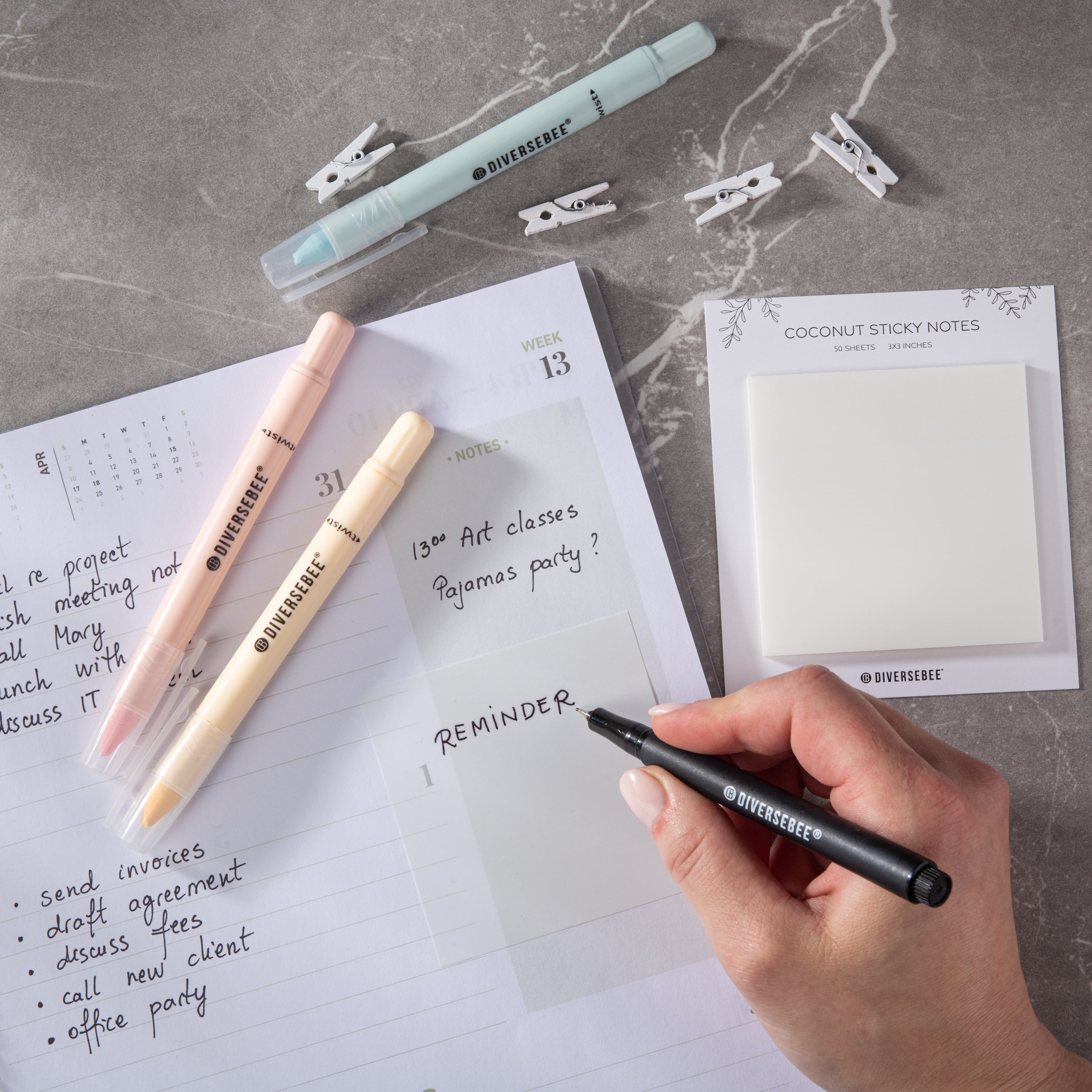 Pastel Transparent Sticky Notes - Coconut