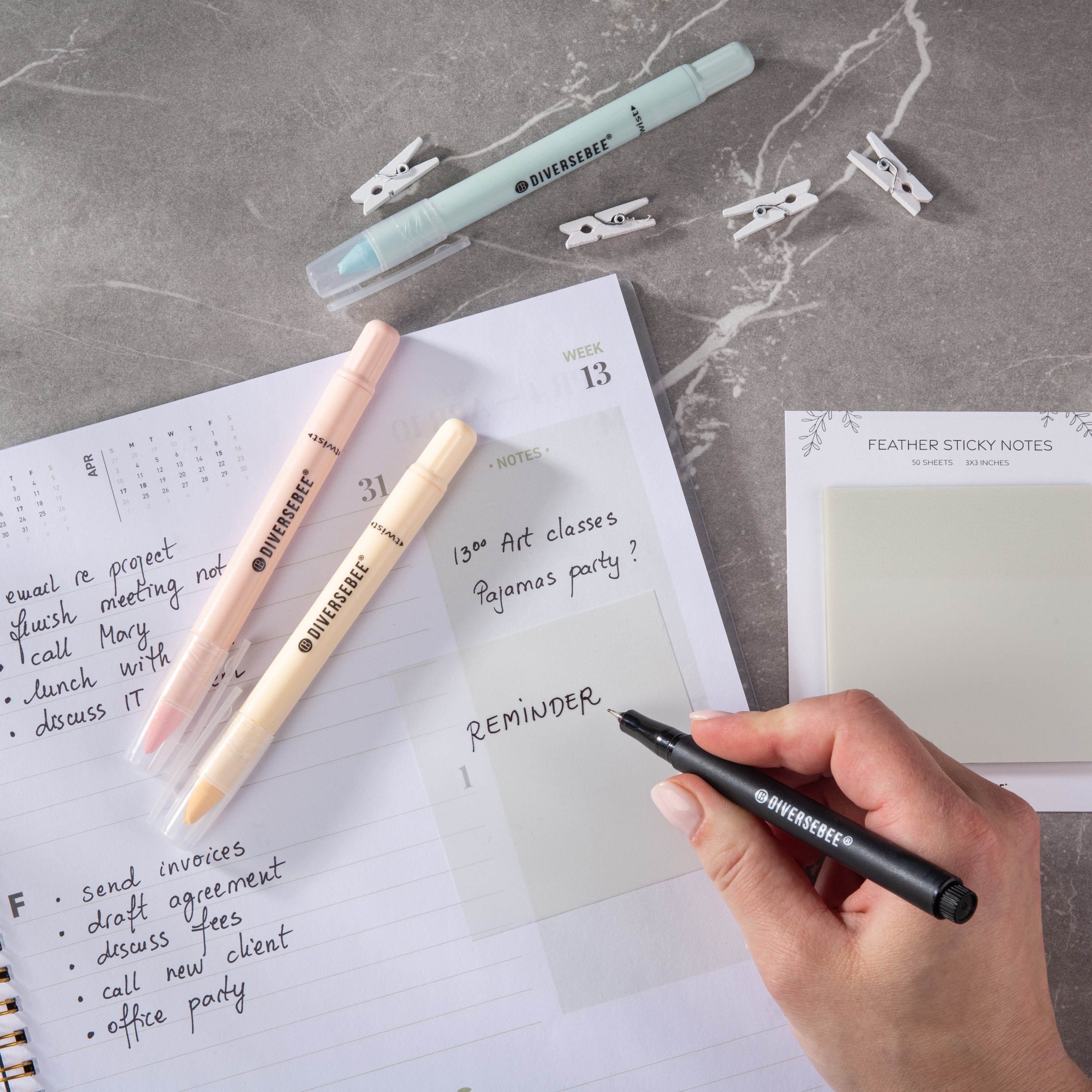 Pastel Transparent Sticky Notes - Feather