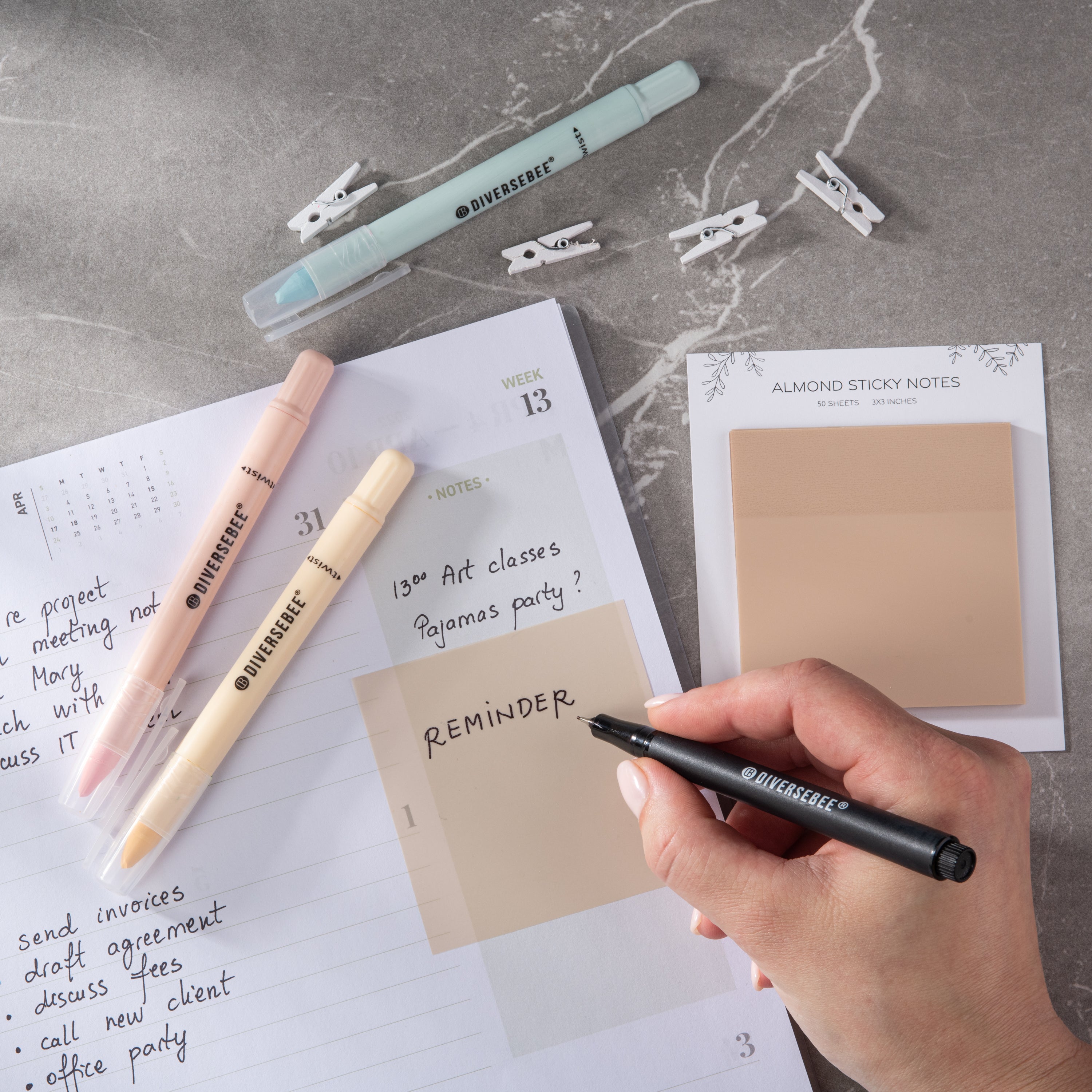 Pastel Transparent Sticky Notes - Almond