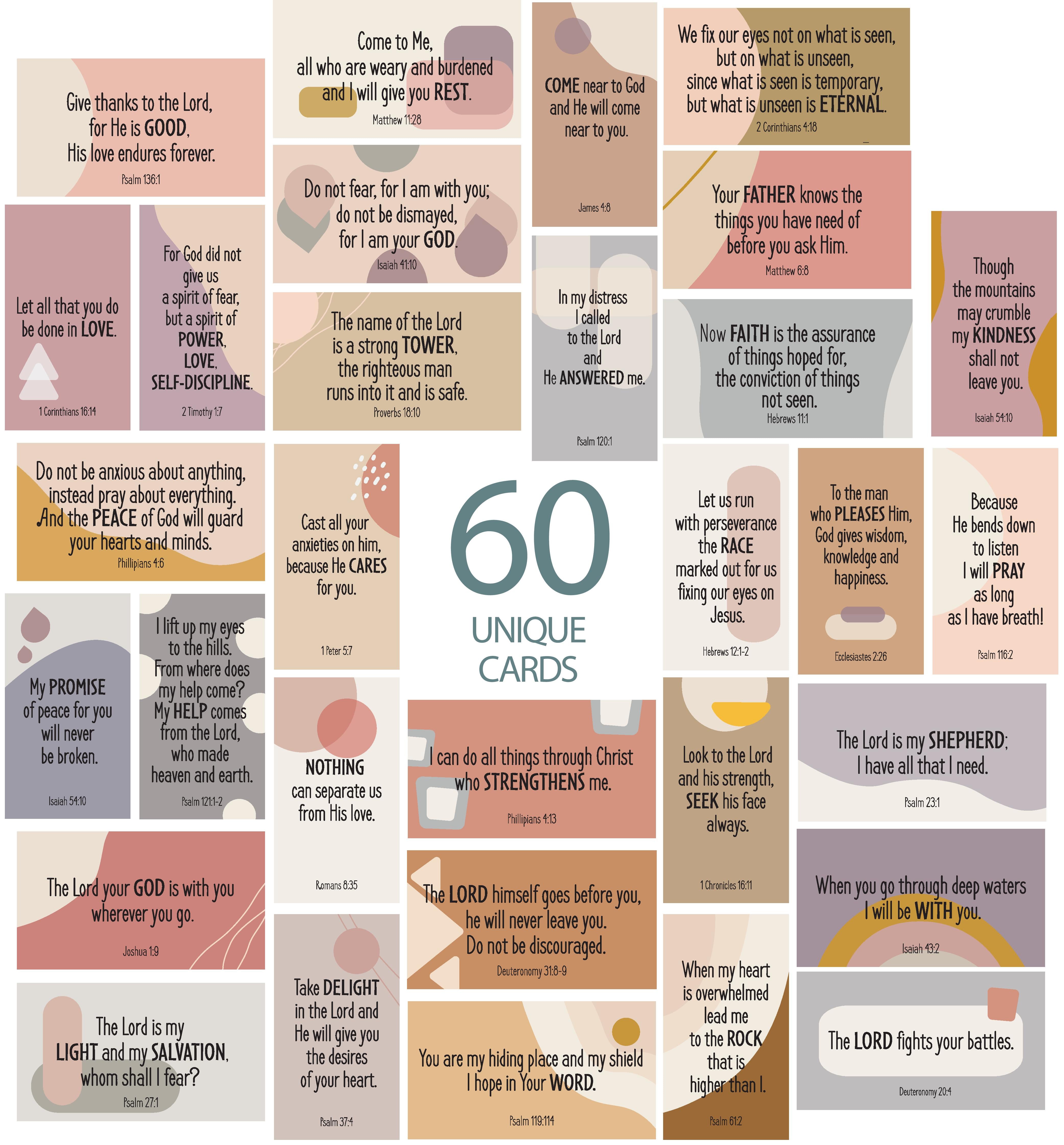 Bible Verse Cards (60 Unique Cards) - Geometric