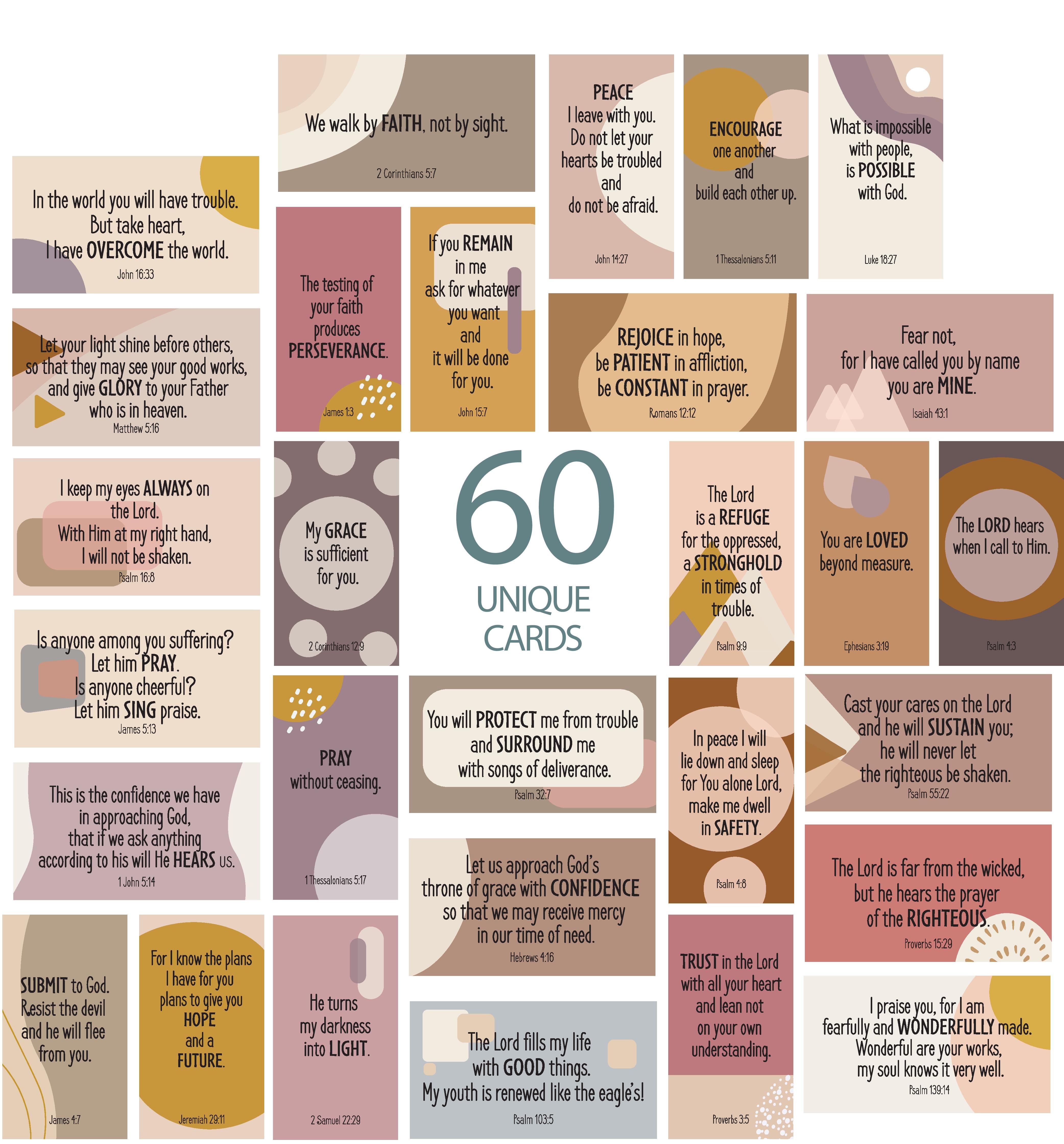 Bible Verse Cards (60 Unique Cards) - Geometric