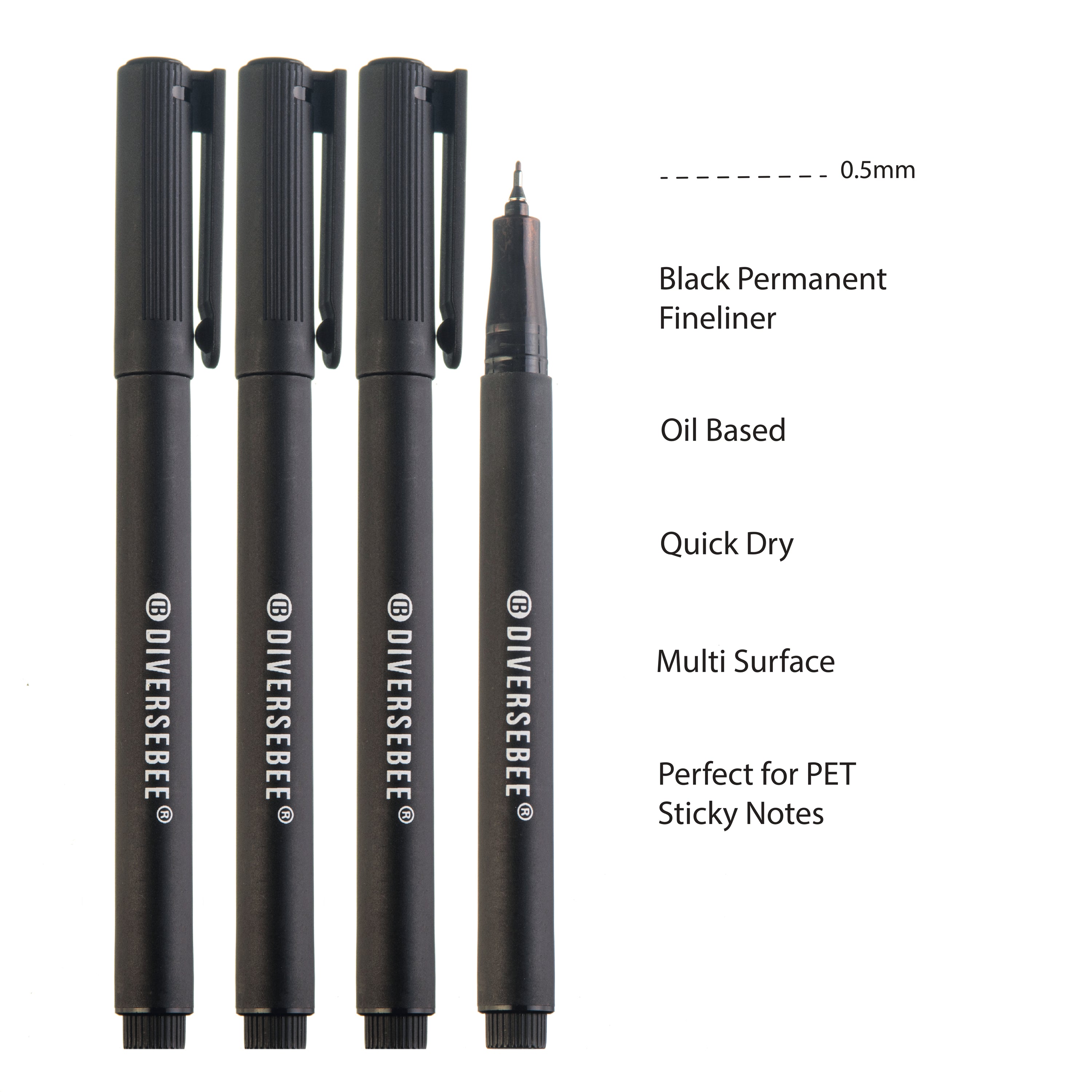 Permanent Fine Tip Pens - Black