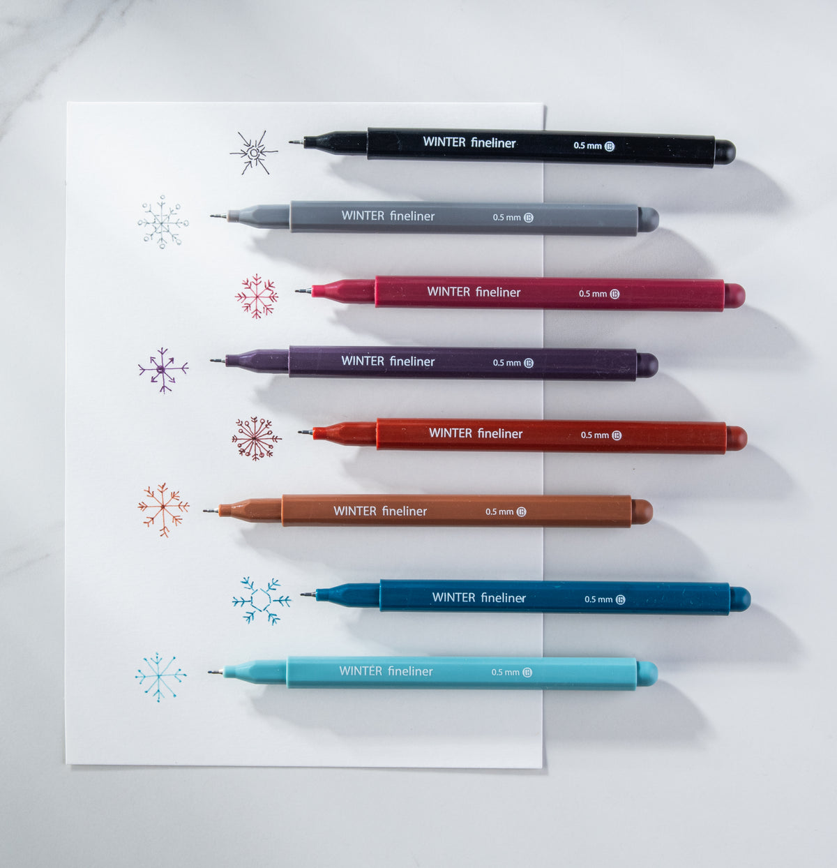 Fine Tip Pens, No Bleed (8 Pack) - Winter