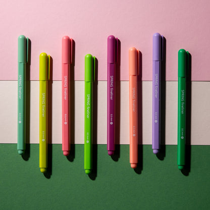 Fine Tip Pens, No Bleed (8 Pack) - Spring