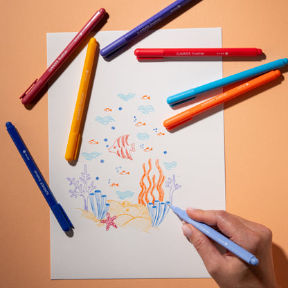 Fine Tip Pens, No Bleed (8 Pack) - Summer