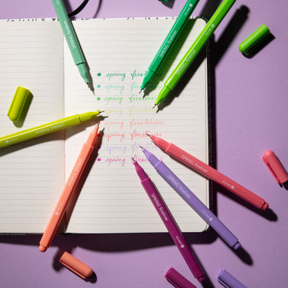 Fine Tip Pens, No Bleed (8 Pack) - Spring