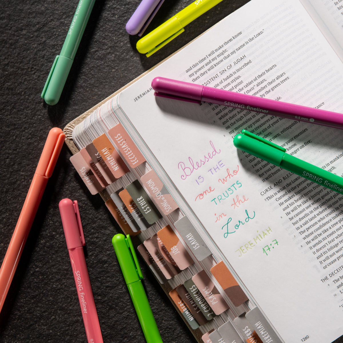 Fine Tip Pens, No Bleed (8 Pack) - Spring