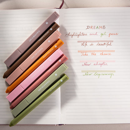 Highlighters and Gel Pens Set (8 Pack) - Dreams