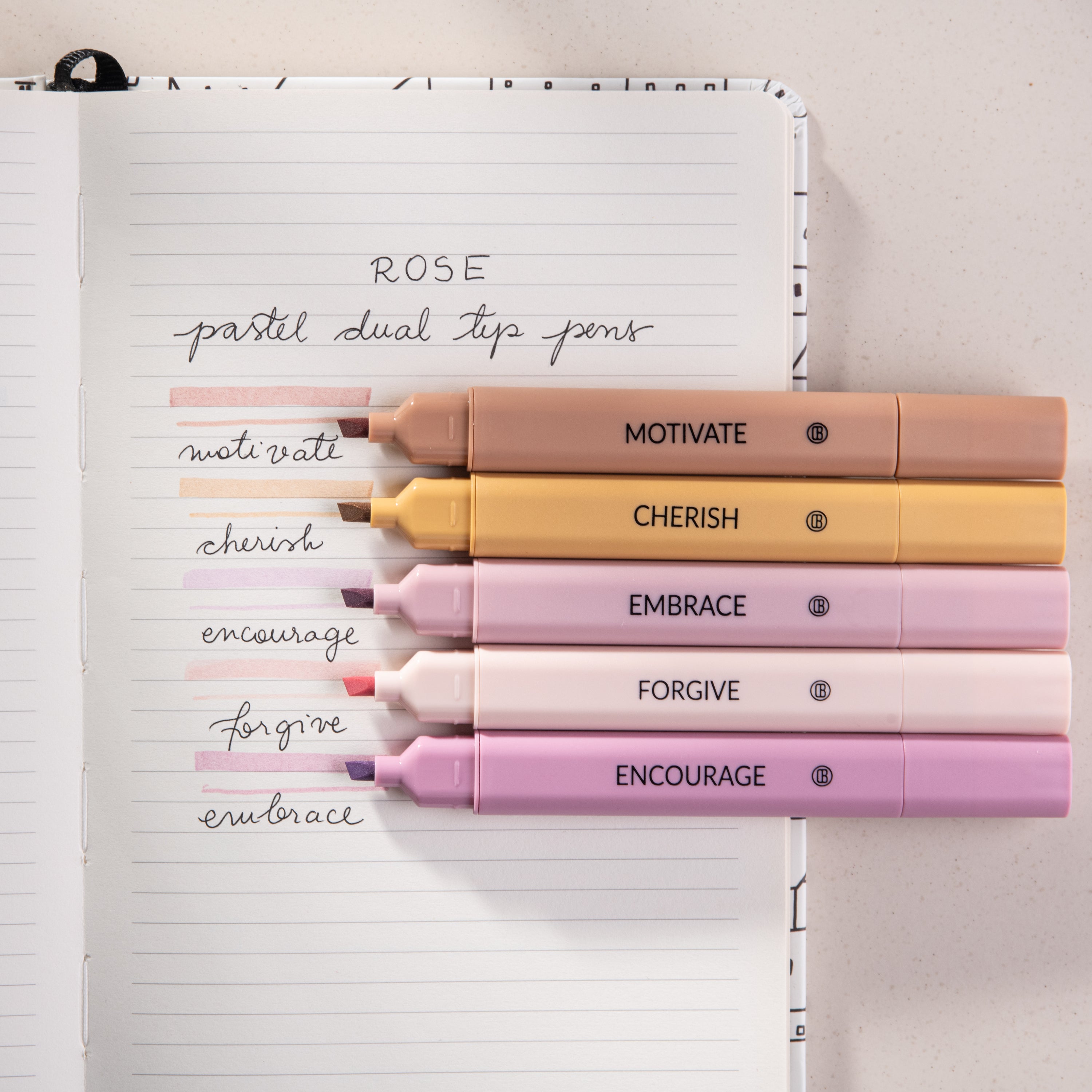Dual Tip Highlighters Assorted Colors - Rose