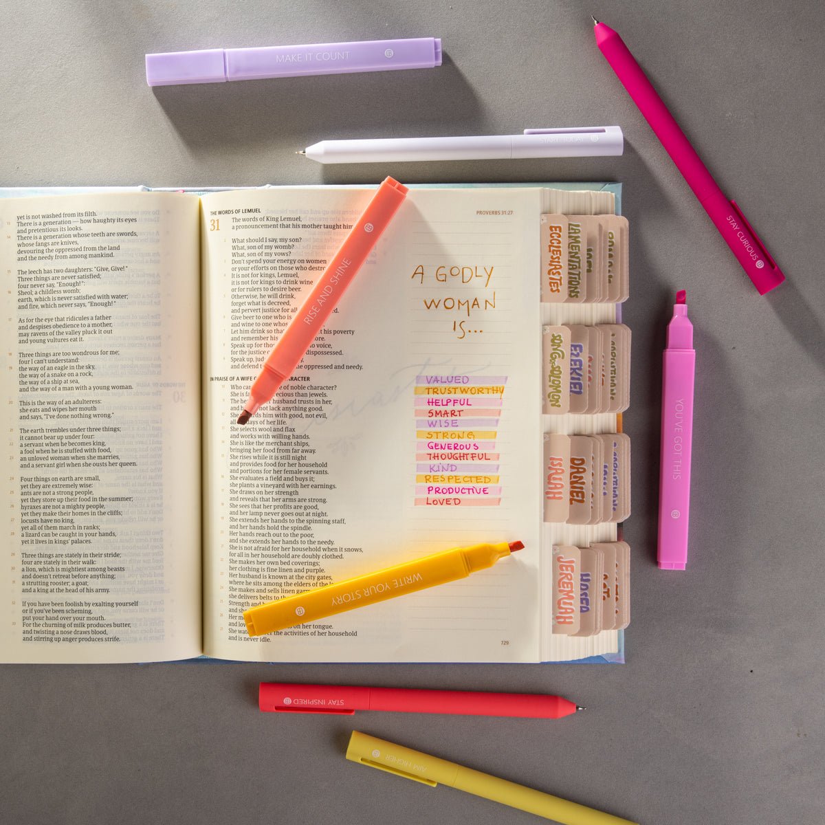 Bible Highlighters and Gel Pens Set (8 Pack) - Inspire