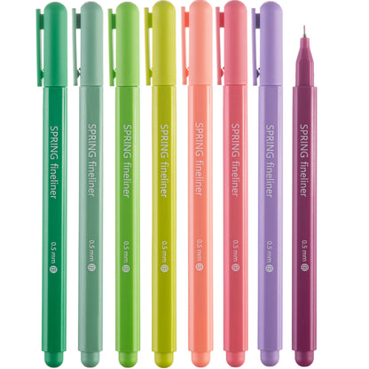 Fine Tip Pens, No Bleed (8 Pack) - Spring