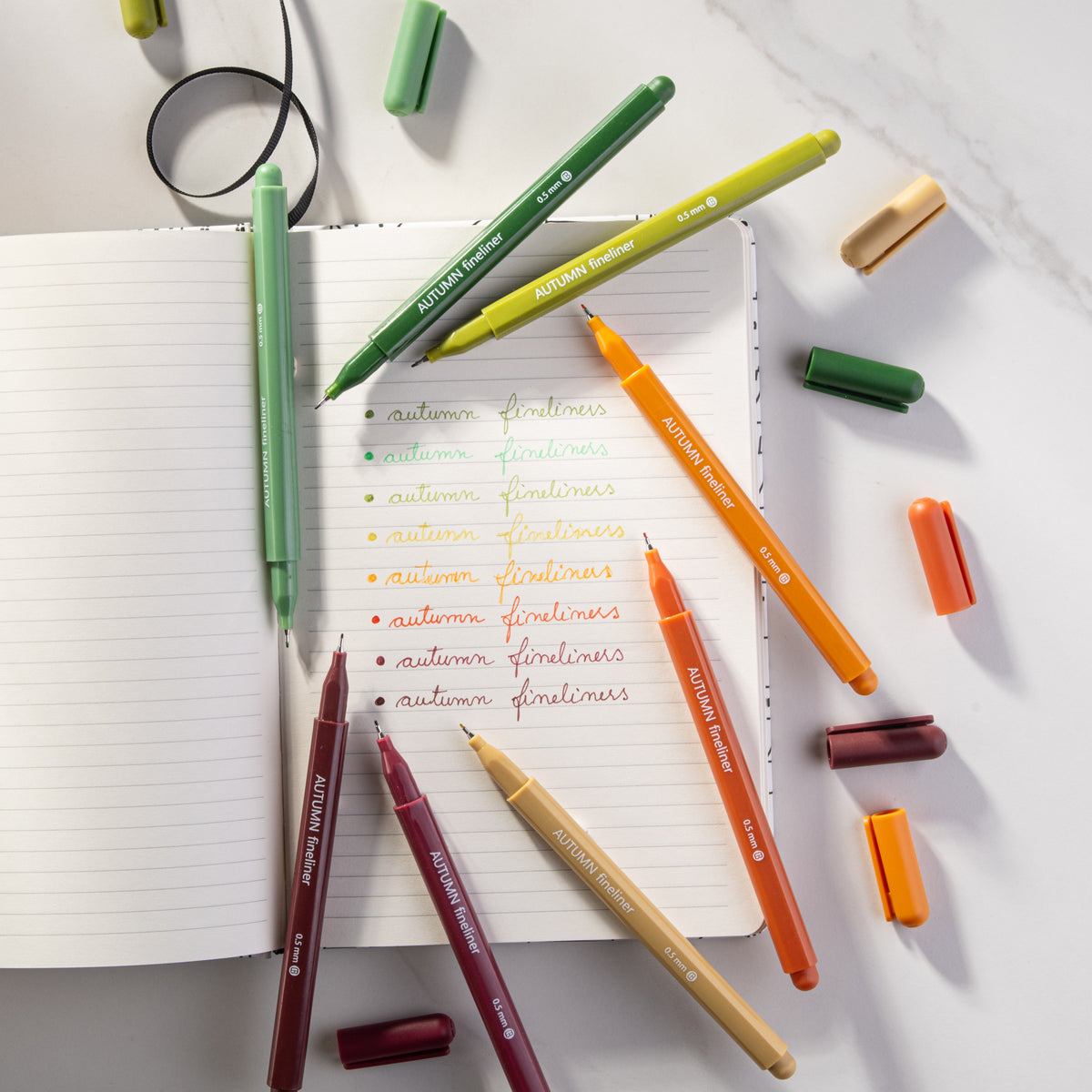 Fine Tip Pens, No Bleed (8 Pack) - Autumn