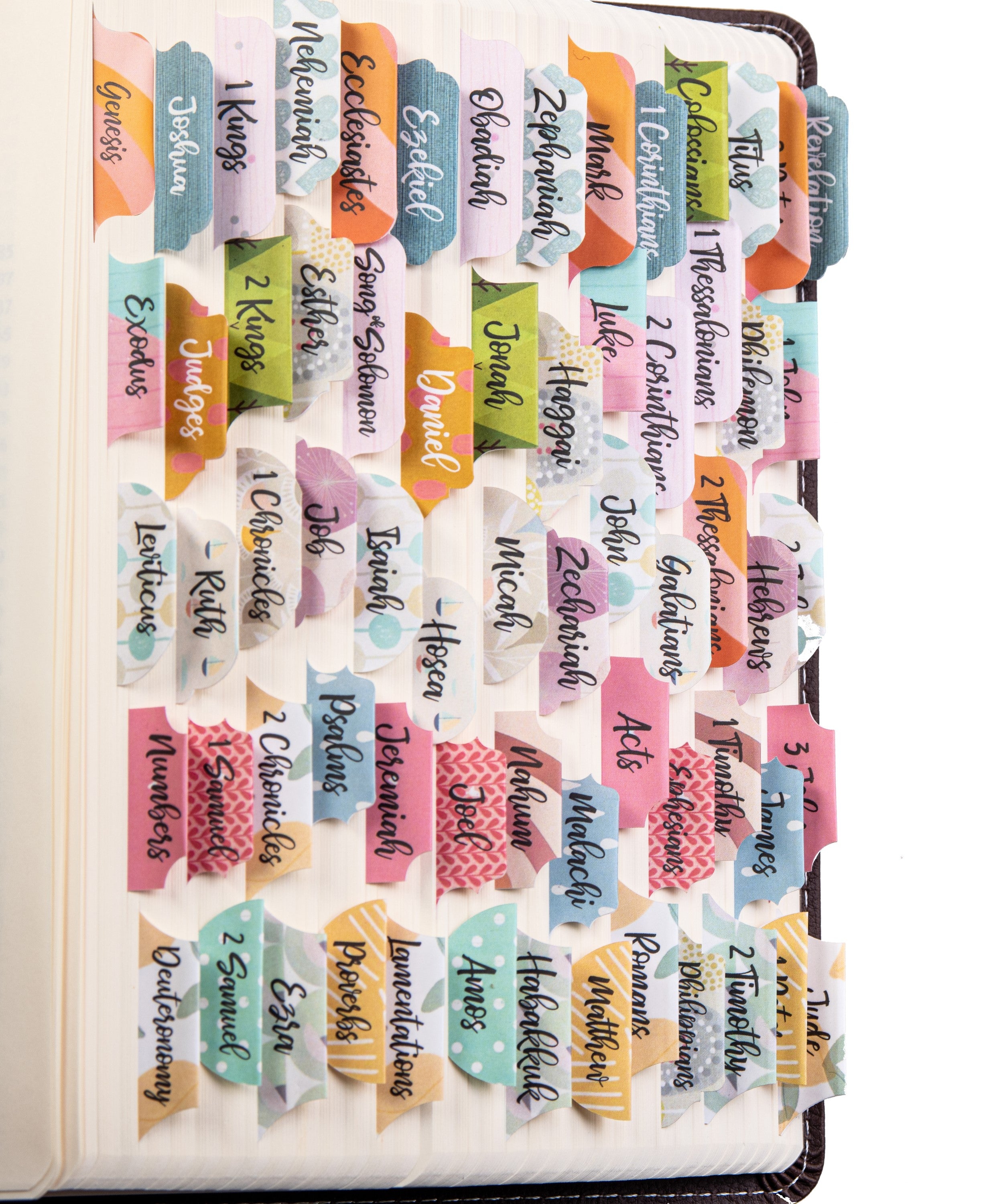 DiverseBee Laminated Bible Tabs (Large Print Easy to Read) Personalized Bible Journaling Tabs 66 Book Tabs and 14 Blank Tabs - Diverse Theme