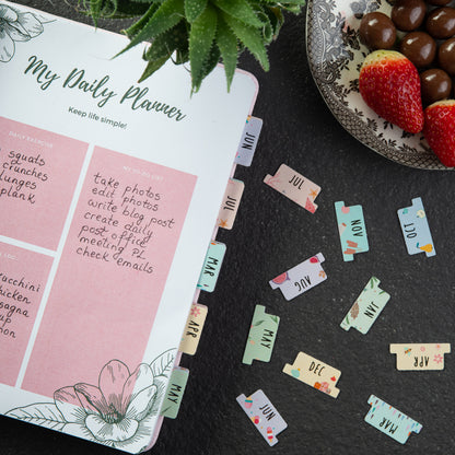Assorted month tabs for notebooks