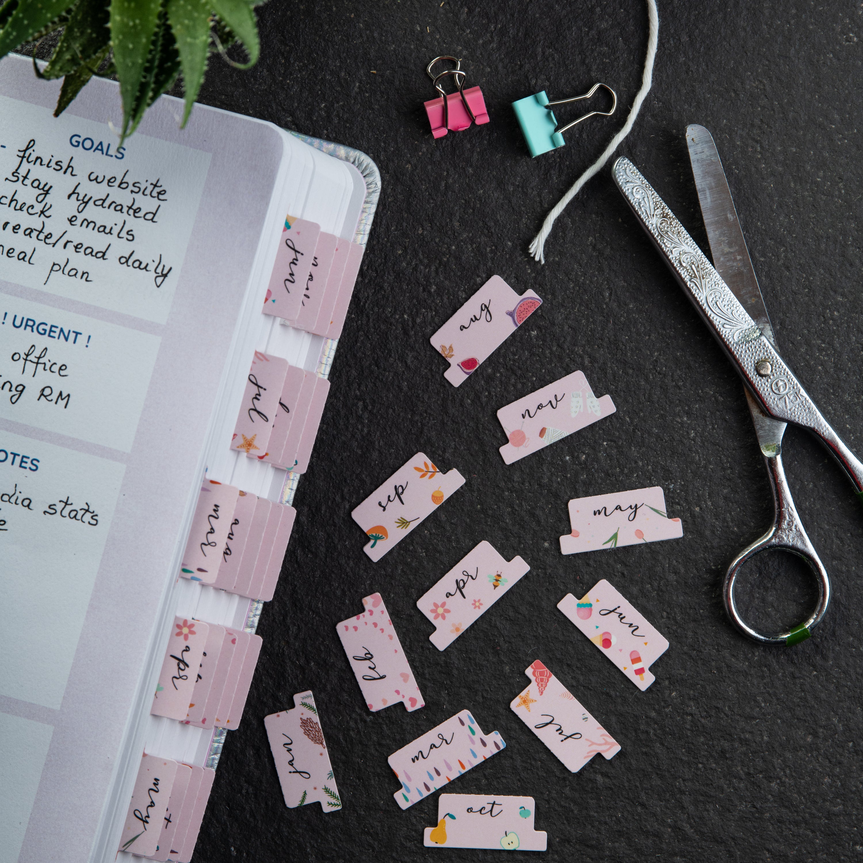 month tabs for planners