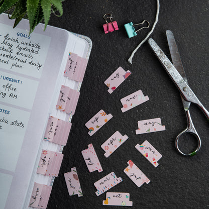 month tabs for planners
