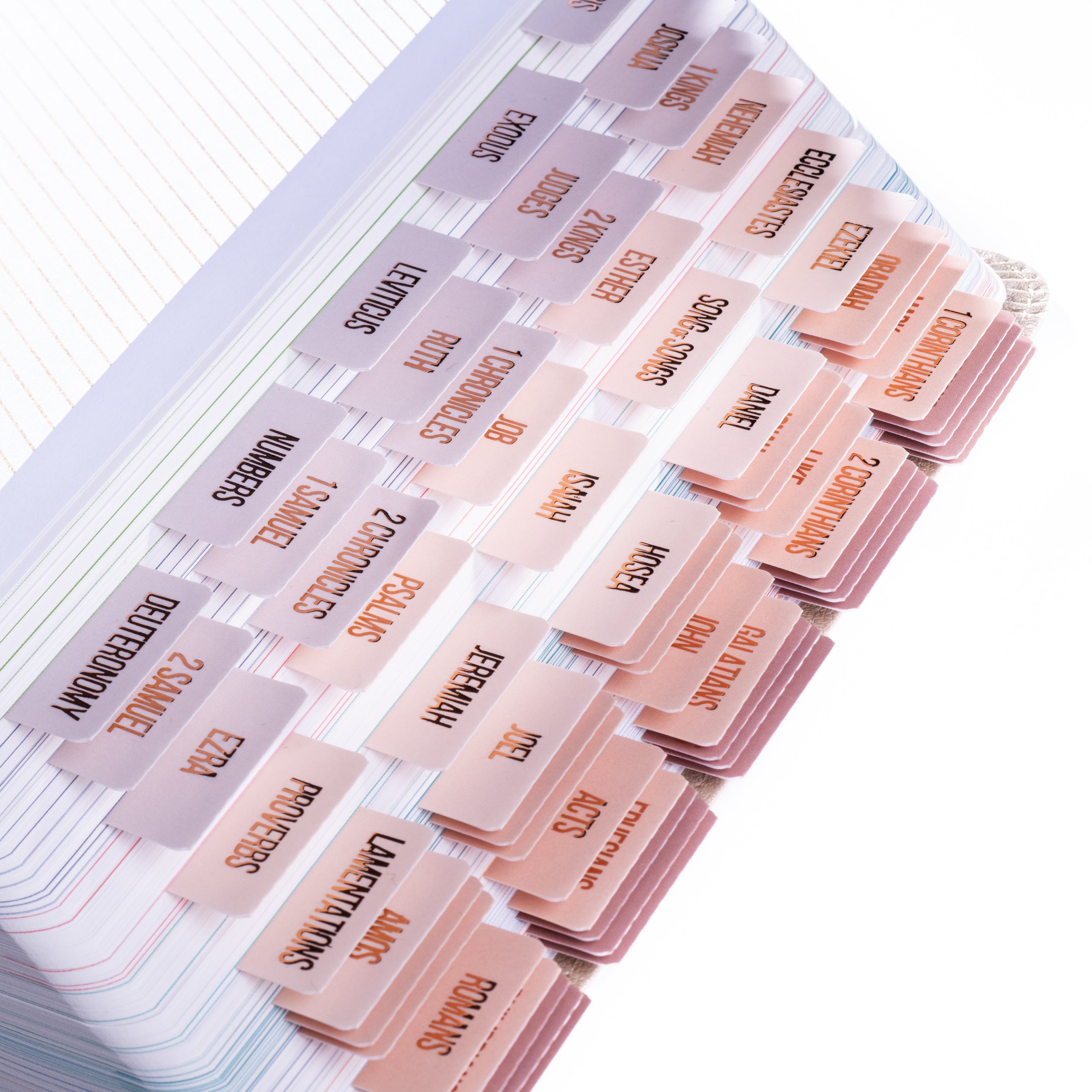 Bible Tabs - Pearl Theme (Rose Gold Embossed Lettering)