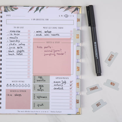Monthly Planner Tabs - Jade Theme (Copper Embossed Lettering)