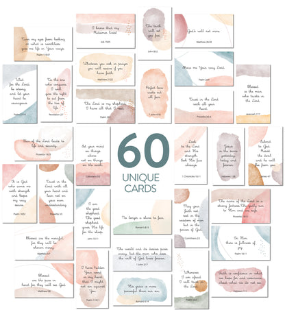 Bible Verse Cards (60 Unique Cards) - Watercolor