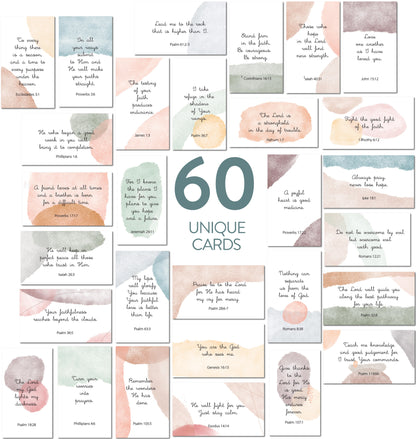 Bible Verse Cards (60 Unique Cards) - Watercolor